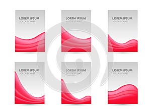 Abstract brochure flyer banner design, red wavy modern shining Vector illustration template set on white background