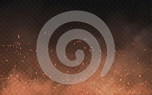 Abstract brown background of smoke and sparks photo