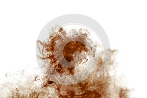 Abstract brown color smoke on white background.