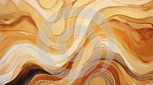 Abstract brown golden shiny glow wavy background. Gold glitter waves in earth tone colors textured design. Luxury