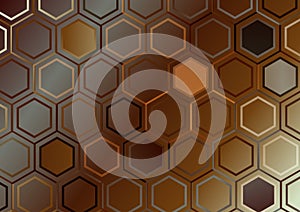 Abstract Brown and Grey Gradient Hexagon Pattern Background Vector Image