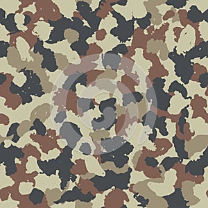 Abstract brown grunge military camouflage background. Urban camo pattern. Vector seamless  texture