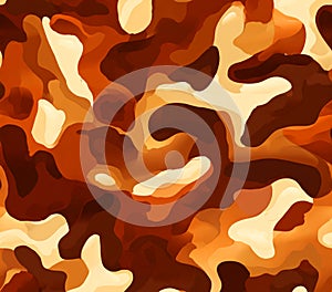 Abstract Brown and Orange Camouflage Pattern Seamless Texture Background