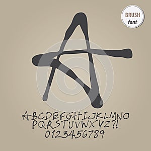 Abstract Brush Alphabet and Digit Vector