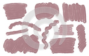 Abstract brush stroke shapes set hand drawn digital illustration, cut out simple shapeless forms