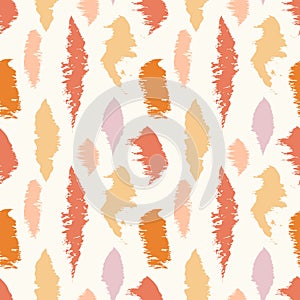 Abstract brush strokes seamless in peach, orange and rose on sugar color background