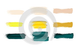 Abstract brush strokes in trending 2021 colors on white, creative illustration, fashion background