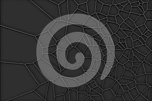 Abstract brushed metal 3d voronoi grate on black background