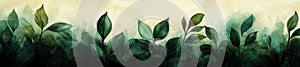 Abstract Brushstrokes with Green Leaf Motif photo