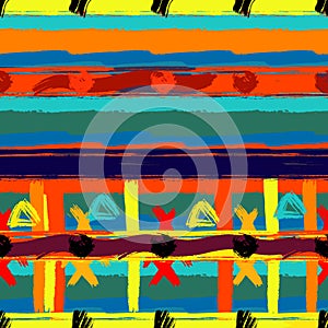 Abstract brushstrokes seamless ethnic pattern