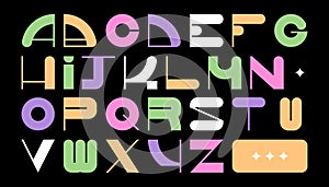 Abstract or brutalist font shapes, abc letters
