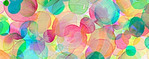 Abstract bubble circle watercolor brush strokes painted background. Texture paper