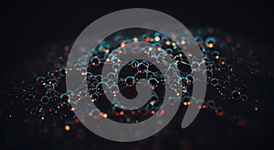 Abstract Molecular Structure with Glowing Particles