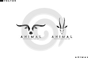 Abstract bull and antelope logo