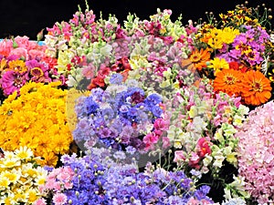 Abstract bunch of varous floewers for sale. photo