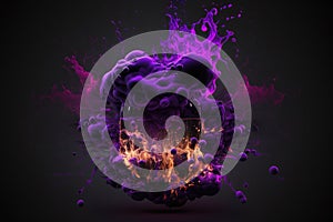 abstract burning and detonation of purple gases on black background 3d render digital illustration graphic design