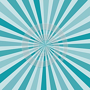 Abstract burst sunburst rays in shades of blue from center, pop art retro style vector eps10 background