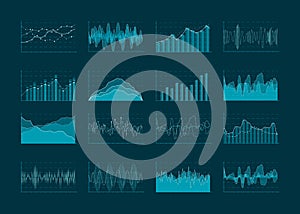 Abstract business analytics and statistics diagrams. Data statistic financial graph concept, chart and plot infographic. Vector il