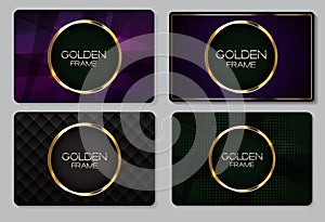 Abstract Business Card with Golden Frame Collection Set Vector Illustration