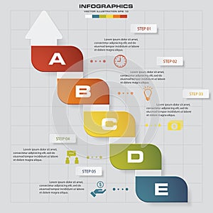Abstract business chart. 5 Steps diagram template/graphic or website layout.