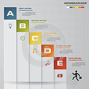 Abstract business chart. 5 Steps from lower to upper steps. diagram template/graphic or website layout.