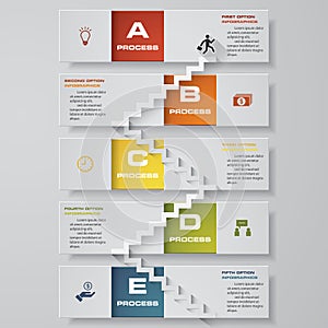 Abstract business chart. 5 Steps from lower to upper steps. diagram template/graphic or website layout. Vector.