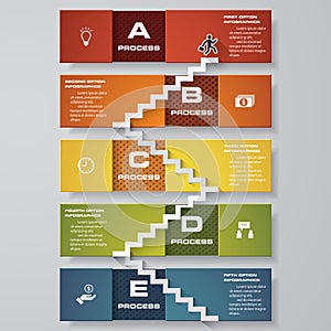 Abstract business chart. 5 Steps from lower to upper steps. diagram template/graphic or website layout. Vector.