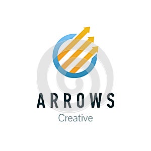 Abstract business company logo. Corporate identity design element. Arrow up, growth, progress and success concept.