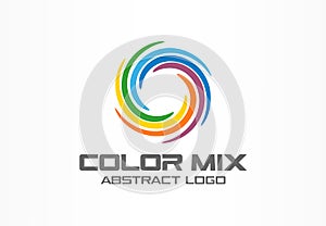 Abstract business company logo. Corporate identity design element. Color circle segments mix, round spectrum logotype