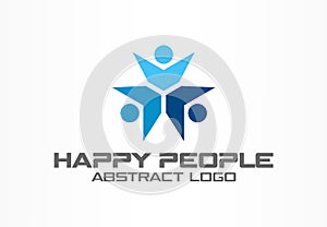 Abstract business company logo. Corporate identity design element. Teamwork, Social Media Logotype idea. Happy people