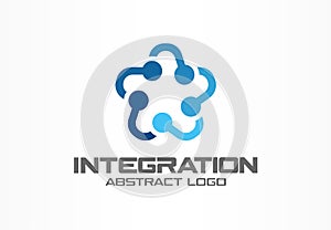 Abstract business company logo. Social media, internet, people connect logotype idea. Star group, network integrate