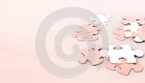 Abstract Business Concept jigsaw Puzzle connection on Red background