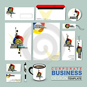 abstract business corporate identity template composed of geometry