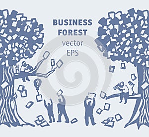 Abstract business forest people and documents