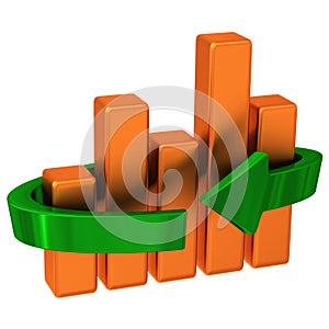 Abstract business graph with arrow 3d