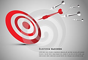 Abstract business idea consist:red dart board means goal, red da