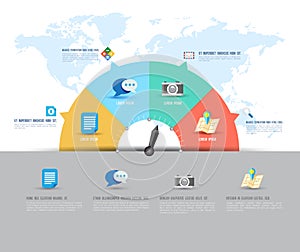 Abstract business info graphics template with icons. Vector illustration.