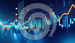 Abstract Business Intelligence Chart with Glowing Data