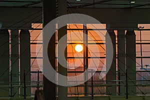 Abstract business interior, view of sky