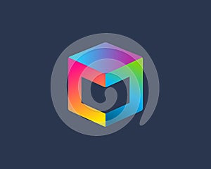 Abstract business logo icon design with cube letter O