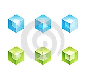Abstract business logo set. cube icons shapes