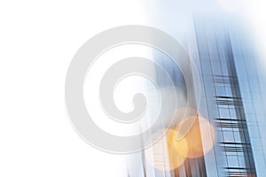 Abstract business modern city urban futuristic architecture background. Real estate concept, motion blur, reflection in