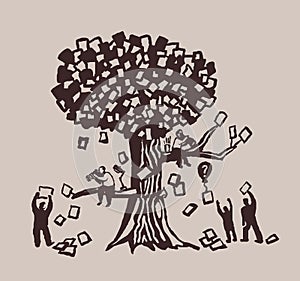 Abstract business three people and documents