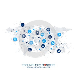 Abstract business vector infographic. Cloud computing and global network connections concept design. Scientific business