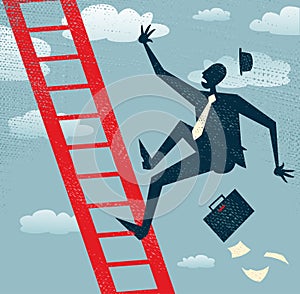 Abstract Businessman falls of the Corporate Ladder