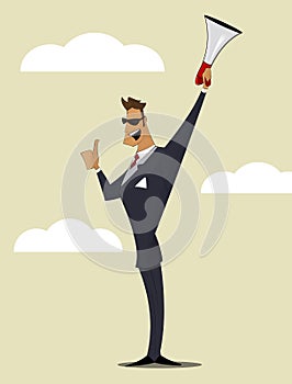 Abstract Businessman with Megaphone.