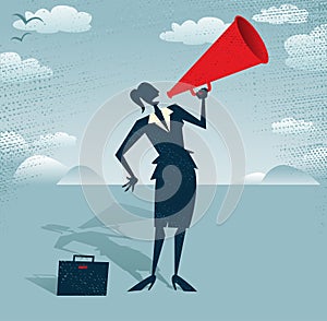 Abstract Businesswoman with Megaphone.