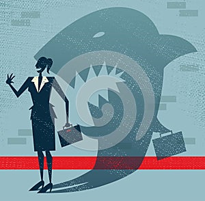 Abstract Businesswoman is a Shark in Disguise.