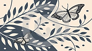 Abstract Butterfly and Leaf Motif Pattern, vector design Generative AI