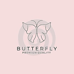 abstract butterfly line logo vector symbol illustration design, line art style